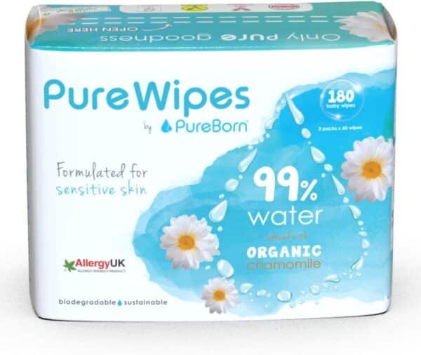 PureBorn Pure Baby Wet 60 Wipes With Chamomile Extract