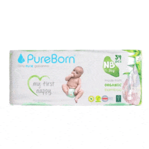 Pure Born 34Pcs Organic Diaper Newborn (1-3Kg)
