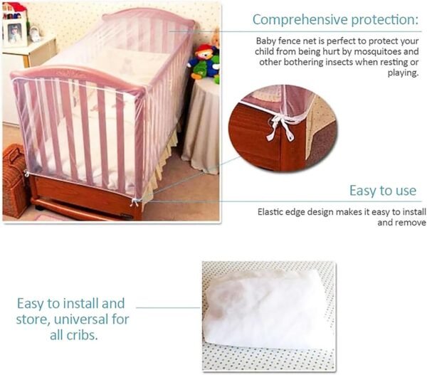 Cot Bed Mosquito Net 136x68x68Cm - Image 3