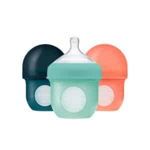 Boon Nursh Silicone Baby Bottles 3 Pack, Stage 1,118ml