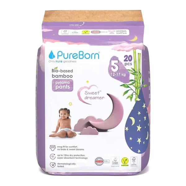 Pureborn 20Pcs Baby Night Pyjama Pants Size-5 | Soft and Comfortable Sleepwear for Babies (12-17kg)