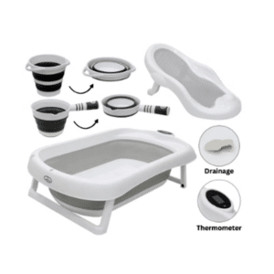 5 in 1 Foldable Baby Bath Set, Gray, 5 Pieces