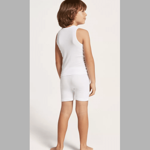 Juniors Solid Scoop Neck Vest with Boxers (White) - الصورة 2