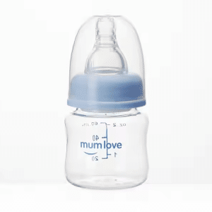 MumLove Mini 60ml Feeding Bottle with Silicone Nipple & Glass Body