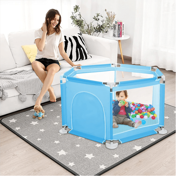Baby Ball Pool Playpen With 50 Balls 40 x 109 x 65cm (Blue) - الصورة 2