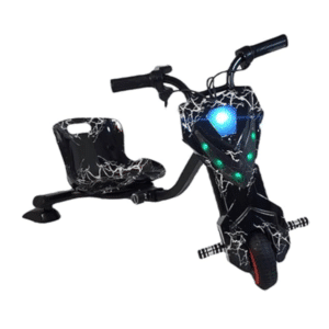 Kids Electric Ride-On Drifting Trike - Spider-Themed Trike with LED Lights, Music, 360° Spin, for Ages 1-10 Year  (Black)