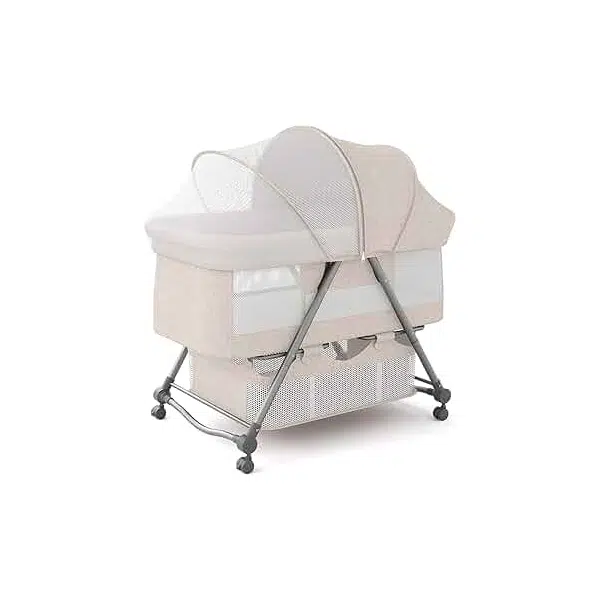 Portable Baby Crib with Foldable Bassinet & Mattress