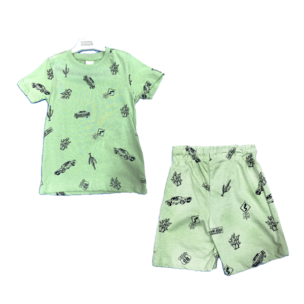 DN 2-Piece Set Short Sleeves Shirt & Shorts, Pink