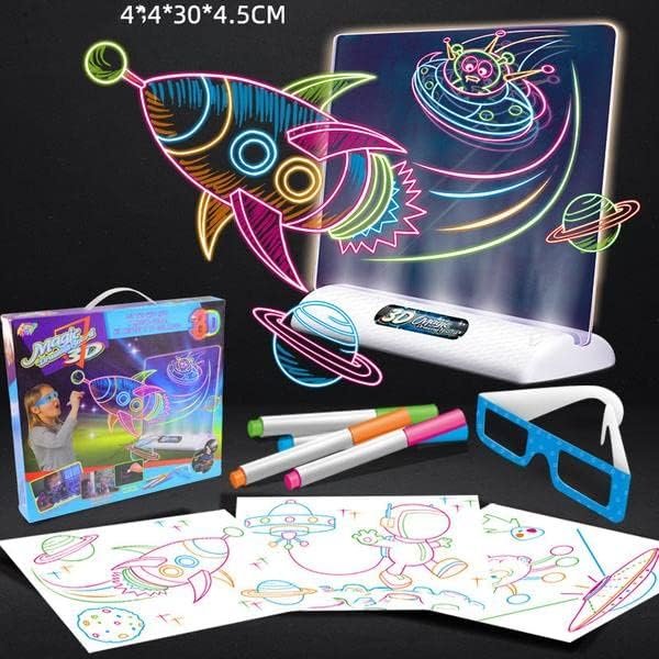 3D Magic LED Light Drawing Board Toy - الصورة 2