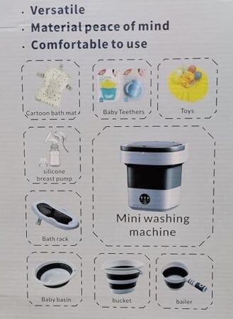 Popypapa 10-in-1 Foldable Baby Bathtub Set – Grey | Complete Infant Bathing Kit with Cushion, Safety Net, Collapsible Bucket & Care Accessories | Space-Saving Newborn Essentials