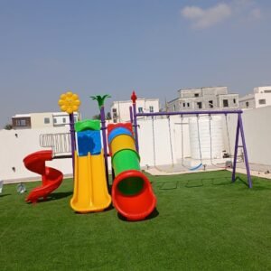 Triple-Slide Adventure Playground Set with Spiral, Tunnel, and Straight Slides