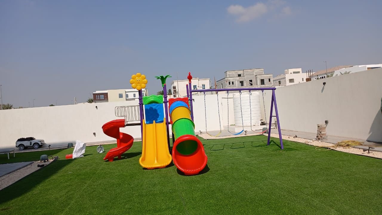 Triple-Slide Adventure Playground Set with Spiral, Tunnel, and Straight Slides