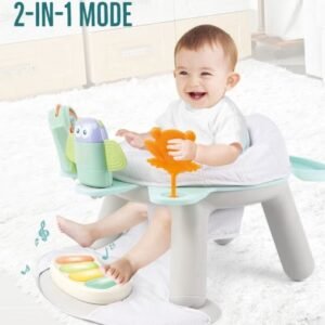 2-In-1 Dining Chair/Toddler Play Seat With Pedal - Piano -White