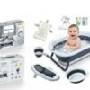 POPYPAPA Foldable Baby Bath Tub Set, 10-in-1 with Temperature Display, Mini Washing Machine, Multicolour Grey