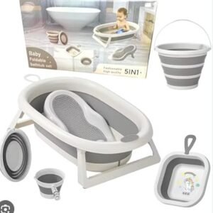 5-in-1 Foldable Baby Bathtub Set with Washbasin,Tub & Bucket for Kids