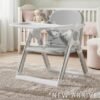 Foldable Baby High Chair and Dining Booster Seat with Removable Tray , Space-Saving Grey and Silver - Image 2