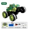 Remote Control Car Stunt Beat Rhythm 360 Rotating Children's Toys 2.4G Remote Control Light Music-Color:【Green】 Rhino Remote Control Car-Proportion:Three Electricity