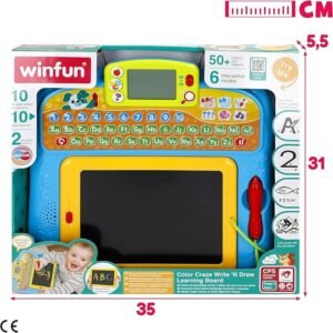 winfun Toy Interactive Tablet, Bilingual, Learning Functions, Numbers & Letters, Spelling, Music, Interactive Games, Removable Drawing Panel, English, +18 Months