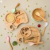 Vinsani Bamboo 4 PCS Set Elephant Plate Bowl and Spoon Set for Baby/Toddler, Suction Plate, Stay-Put Non-Slip Base Design, Hypoallergenic, Food-Grade Silicone and BPA-Free Baby Feeding Set Assorted - Image 4