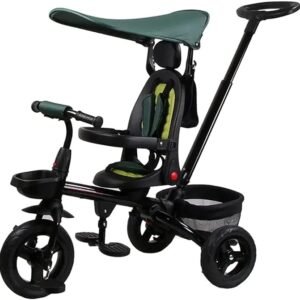 Lovely Baby Kids Tricycle Stroller LB 7755, Baby Tricycle with Eva Wheels, Parental Adjustable Push Handle, 360 degree Seat Rotation, Pedal & Safety Bracket | kids 1-4 Years (Green)