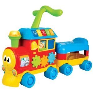 Winfun Walker Ride-On Learning Train | 3‑in‑1 Grow-With-Me Train — Sit‑Play, Push Walker & Ride-On with Learning Buttons, Light-Up Engine, Gears & Sound Effects | For Toddlers Ages 12–36 Months