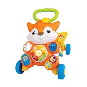 Winfun Grow with Me Fox Walker – 2-in-1 Sit & Play Baby Activity Walker with Lights, Sounds, Mirror, Gears, Beads & Learning Buttons – Developmental Toy for Ages 6–36 Months, Unisex Gift Idea