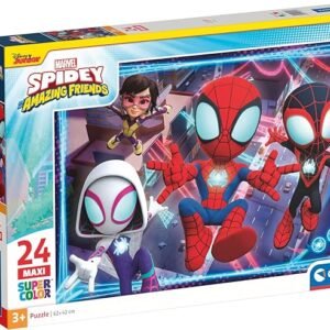 Clementoni 28527 Supercolor Marvel Spidey and His Amazing Friends - 24 Maxi Pieces Children 3 Years Cartoon Puzzle, Made in Italy, Multi-Colour