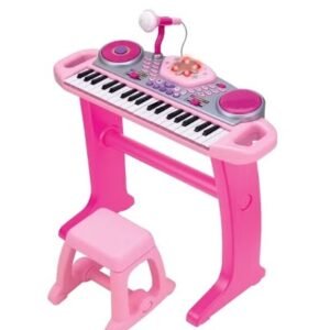 Winfun Keyboard Rock Star Set | 37-Key Kids Musical Toy with Light-Up Keys, Mic, DJ Pad & Stand | 8 Rhythms, 5 Drum Sounds & Tempo Control | Interactive Educational Music Toy for Kids 3+ Years
