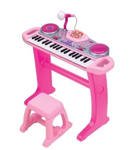 Winfun Keyboard Rock Star Set | 37-Key Kids Musical Toy with Light-Up Keys, Mic, DJ Pad & Stand | 8 Rhythms, 5 Drum Sounds & Tempo Control | Interactive Educational Music Toy for Kids 3+ Years