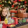 Electric Train Set with Smokes, Lights and Sound (ON/Off) Rechargeable Christmas Train Toys for 4 5 6 7 8+ Years Old Kids Gifts - Image 2