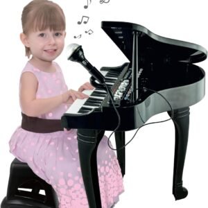 Winfun Symphonic Grand Piano Set | 37-Key Kids Keyboard with Mic, Stool, Rhythm Modes & Recording Features | Detachable Microphone & Stool Included | Interactive Musical Learning Toy for Kids 3+ Years