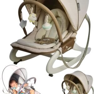 Baby Rocker Chair,Adjustable Canopy, Portable Infant Rocking with Safety Harness