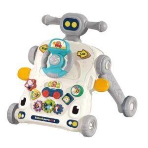 Baby Walker 3 in 1 Sit to Stand Push Walker With Activity Table and Center for Newborn Toddler (Grey)
