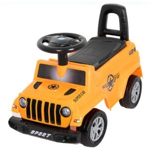 Kids Ride-On Push Car SUV Style with Steering Wheel & Backrest Seat | Toddler Foot-to-Floor Ride-On Car – orange