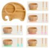 Vinsani Bamboo 4 PCS Set Elephant Plate Bowl and Spoon Set for Baby/Toddler, Suction Plate, Stay-Put Non-Slip Base Design, Hypoallergenic, Food-Grade Silicone and BPA-Free Baby Feeding Set Assorted - Image 2